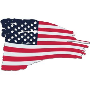 Rogue River Tactical USA American Tattered Waving Flag Metal Die Cut Tin Sign Wall Décor Man Cave Bar US United States Cut Out Outline