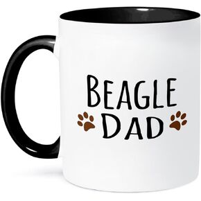 3dRose Beagle Dog Dad Mug, 11 oz, Black