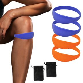 Knee Support Bands, 4 Pack Patella Straps for Tendonitis Knee Pain Relief, Non-Slip Silicone Knee Braces with Travel Bags (Pink/White)