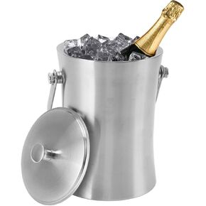 Topyond Ice Bucket with Lid, Double Wall Insulated Ice Bucket with Lid, Includes Tongs and Strainer, Keeps Ice Frozen Longer for Parties, Cocktail Bars, and Wine Enthusiasts