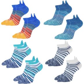 8 Pairs Toe Socks for Men, Available All Seasons Cotton Ankle Arch Support Running Socks, Colour Stripes Five-Toe Design for Trainer Sports Working Cycling Hiking Size7-9.5