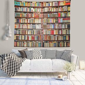 IcosaMro Bookshelf Tapestry Wall Hanging, Books Wall Decorations Bohemian Home Decor for Bedroom, Dorm, College, Living Room, 60x82.7, Brown
