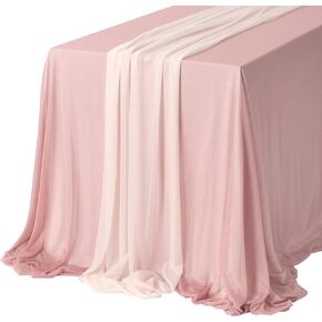 Ling's Moment Sheer Chiffon Like NudeTablecloth & Burnt Orange Table Runner Set for 4/6ft Chiffon Table Runner for Wedding Reception Head/Fall Sweetheart Table Decoration(9x10ft, Terracotta & Nude) in Kuwait