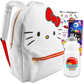 Hello Kitty School Backpack Set of 16" Faux Leather Purse, Stickers, and More