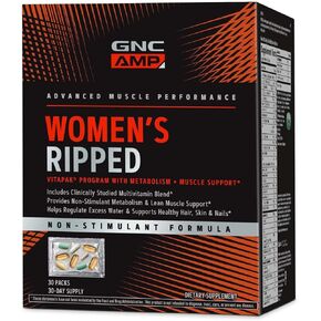 GNC AMP Women's Ripped Vitapak | Developed for Metabolism & Muscle Support | Non-Stimulant | 30 Count