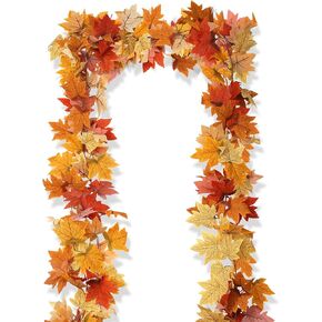 2pc Fall Garland 6.5ft/Piece Fall Decorations Fall Leaf Garland for Thanksgiving Fireplace Decor Artificial Autumn Leaves Garland for Home Decor