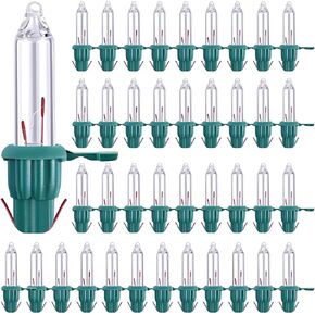 Aodaer 200 Pieces Mini 2.5 Volt Replacement Light Bulbs with Green Base, 170 mA, 0.42 Watt for Christmas Trees Decor