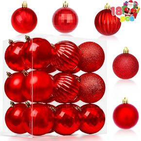 Joiedomi 18Pcs 3.15'' Christmas Ball Ornaments, Shatterproof Hanging Ball Ornaments for Holiday Decoration, Indoor Party Decoration, Xmas Tree Ornaments, Special Events (Red)