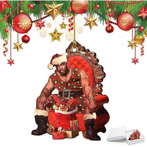 Santa Christmas Ornament, Meme Christmas Ornament Gag Gifts Handmade Festive Mr. Meme Christmas Funny Wooden Ornament 2024 Xmas Holiday 2D Ornament