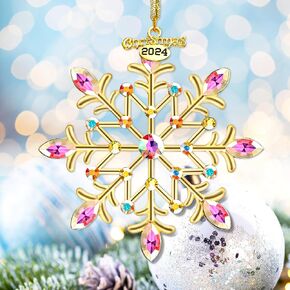 H&D HYALINE & DORA 2024 Annual Christmas Ornaments Silver Snowflake Ornaments Snowflake Hanging Ornaments for Christmas Tree Winter Home Holiday