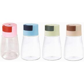 4 Pcs 6 Oz Plastic Spice Jars, Quantitative Household Seasoning Bottle, Press Type Storage Seasoning Box for Storing Spice, Herbs and Seasoning Powders.