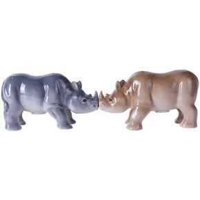 Pacific Giftware 4.75 inches Porcelain Animal Kingdom Rhinos Magnetic Salt and Pepper Shaker Kitchen Set