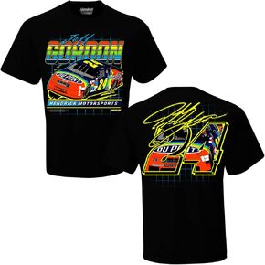 Jeff Gordon #24 Black NASCAR Cup Series Dupont Graph Retro Design Signature 2 Sided T-Shirt