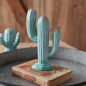 CTW Home Collection 530530 Ceramic 2 Arm Cactus Accent Sculpture, 9-inch Height