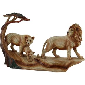 تمثال راتنج ذو مظهر خشبي منحوت لعائلة الأسد الأفريقي من زيكوس in Kuwait