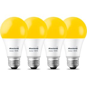 Sleep Light Bulb, 60 Watt Equivalent, Dimmable, Blue Light Blocking LED Bulb, A19 E26 Base, 1800K Amber Light Bulbs, 9W 800 Lumen, Warm Light Bulbs, 4-Pack