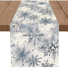Winter Table Runner Snowflake Christmas Long Runners 13 x 72 Inch Watercolor Holiday Farmhouse Home Kitchen Table Decorations