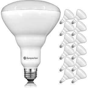 SUNPERIAN BR40 LED Light Bulbs, 13W=85W, 3500K Natural White, 1400 Lumens, Dimmable Flood Light Bulbs for Recessed Cans, Enclosed Fixture Rated, Damp Rated, UL Listed, E26 Standard Base (4 Pack)