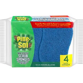 Pine-Sol Non Scratch Scrub Sponges - Double Sided Dish Scrubber Safe for Nonstick Cookware - Kitchen Essentials for Dishwashing and Cleaning, Bulk 28 Pack