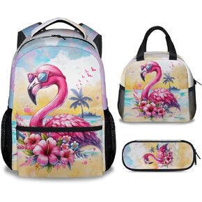 School Bag for Boys - Pink Durable Aesthetic Kid Backpack - 17 Inch Large Capacity Flamingo Bookbag for School, Travel and Camp