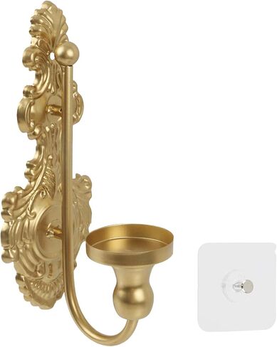 Oedema Wall Sconces Candle Holder Metal Wall Decoration Mounted Candle Holder Candle Sconces for Living Room, Bathroom, Dining Room, Gold in Saudi Arabia