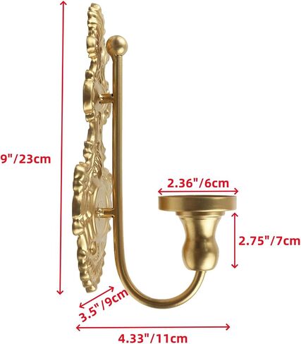 Oedema Wall Sconces Candle Holder Metal Wall Decoration Mounted Candle Holder Candle Sconces for Living Room, Bathroom, Dining Room, Gold in Saudi Arabia