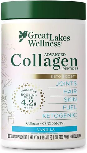 مسحوق ببتيدات الكولاجين من Great Lakes Wellness للبشرة والشعر والأظافر والمفاصل والهضم - نكهات متنوعة - سريع الذوبان متحلل مائيًا، غير معدّل وراثيًا، كوشير - 6 أعواد - قد تختلف التعبئة والتغليف in Saudi Arabia