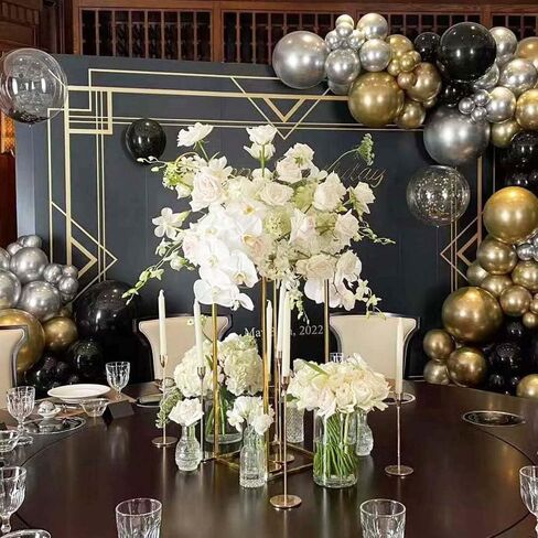10PCS 15.75 inch Metal Vase Column Stand Shiny Gold Wedding Flower Stand, Geometric Wedding Centerpiece for Tables in Saudi Arabia