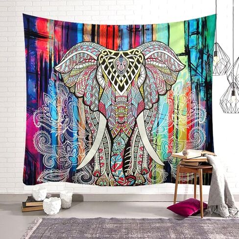 سجادة فنية هندية مزخرفة على الحائط للتعليق على أرضية غرفة النوم كبيرة من Macrame ذات المناظر الطبيعية بتصميم داخلي ملصق لافتة سجادة للشاطئ مقاس 60 بوصة × 60 بوصة (E1) in Saudi Arabia