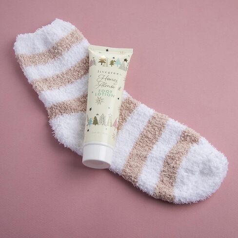 Live Green Bath and Body Present Set- Foot Spa Set with Fuzzy Socks, Lotion, and Scrub, Honey Almond in Saudi Arabia