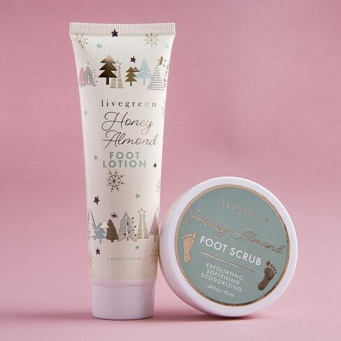Live Green Bath and Body Present Set- Foot Spa Set with Fuzzy Socks, Lotion, and Scrub, Honey Almond in Saudi Arabia