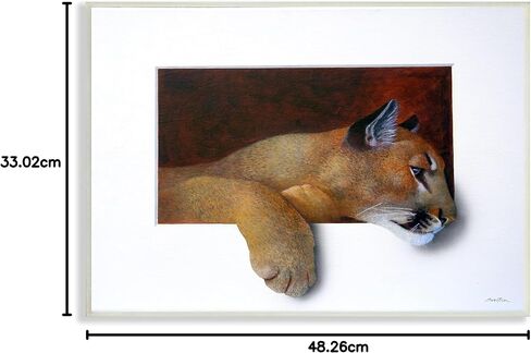 Stupell Industries Wild Cougar Resting Head لوحة الوهم المثيرة للاهتمام، تصميم آلان ويستون، لوحة حائط، 19 × 13 in Saudi Arabia