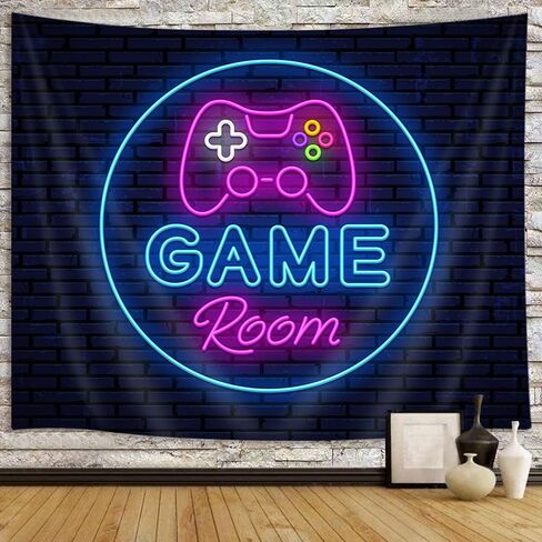 Game Large Tapestry for Men, Cool Neon Gaming Tapestry Wall Hanging for Boys Bedroom, Black Gaming Accessories for Gamer Room Decor Blacklight Posters College Dorm Home Blanket (80 W X 60 H) in Saudi Arabia