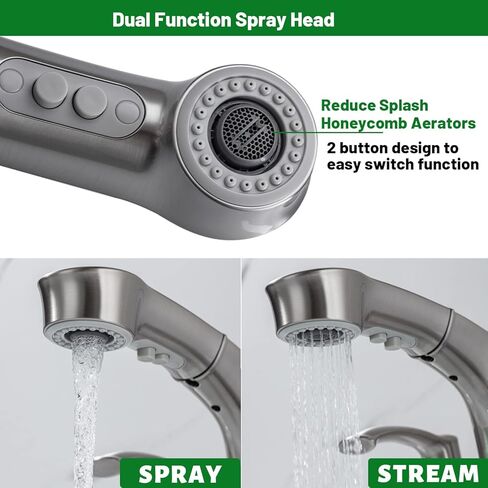 4 Inch Centerset Bathroom Faucet with Pull Out Sprayer Lavatory Vanity Faucet 4 inch Bathroom Sink Faucet 3 Hole Pull Down Utility Faucet, Brushed Nickel in Saudi Arabia