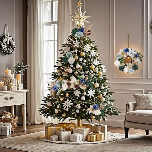 Christmas Artificial Flowers Box Set Tree Flowers with Stems for DIY Christmas Tree Wreaths Swags Fake Floral Arrangements for Centerpiece Table Indoor Outdoor Home Decor (Green) in Saudi Arabia