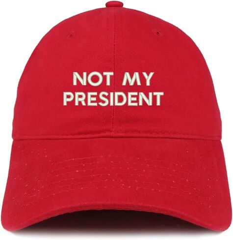 Trendy Apparel Shop Not My President Embroidered Soft Low Profile Adjustable Cotton Cap in Kuwait