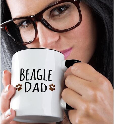 كوب 3dRose Beagle Dog Dad، 11 أونصة، أسود in Saudi Arabia