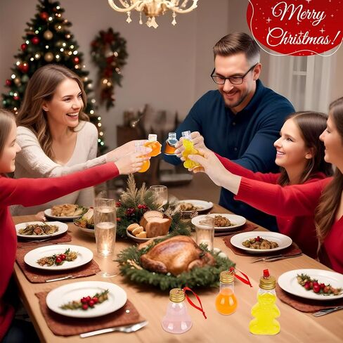 24 قطعة من كرات الخمر من OurWarm زينة عيد الميلاد، 8 أنماط من كرات الخمر البلاستيكية الشفافة لعيد الميلاد مع زخارف فارغة لملءها، مصابيح الشرب المعلقة مع ملصقات الشريط الأحمر لديكور حفلات عيد الميلاد in Kuwait