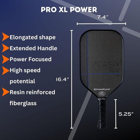 VERSIX Pro 6F Power Textured Fiberglass Pickleball Paddle - Fiberglass Composite Face, Weight 7.8 – 8.2oz.(Midweight), 15mm Thick Polypropylene Core, 4 1/8" Grip (Small Grip) in Saudi Arabia