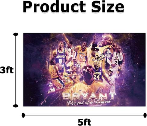 REwis Kobe Flag Bryant The End Of A Legend Banner Basketball Tapestry Man Cave Poster Wall Hanging 3x5Feet With Four Grommets College Dorm Decration in Saudi Arabia