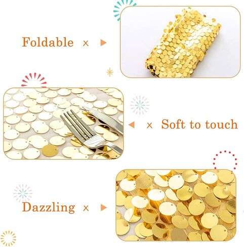Zayookey Table Runner 108 inches Long, Sequin Glitter Gold Table Runners, Gold Table Cloth Home Table Decorations for Wedding Holiday Birthday Dining Party 12 x 108 Inch (Gold) in Kuwait