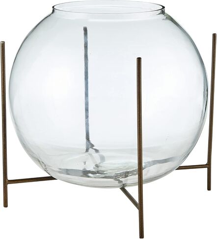 مزهرية زخرفية زجاجية مستديرة رقم 47 والرئيسية في حامل، بطول 7.25 بوصة، شفافة in Kuwait