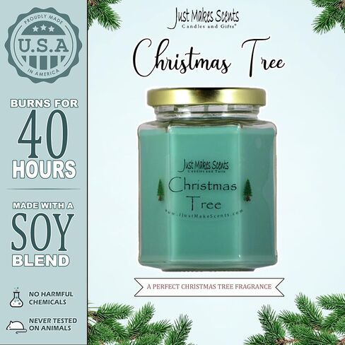 Christmas Tree Scented Blended Soy Candle | Real Christmas Tree Fragrance | Hand Poured in The USA by Just Makes Scents in Saudi Arabia