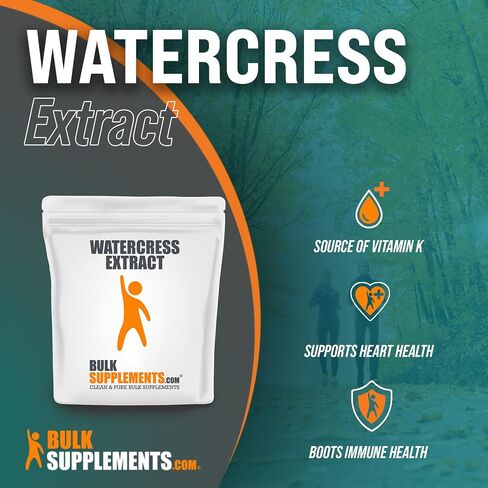 BulkSupplements.com Watercress Extract Powder - Nasturtium Officinale Extract, Watercress Powder - Gluten Free, 900mg per Serving, 250g (8.8 oz) (Pack of 1) in Saudi Arabia