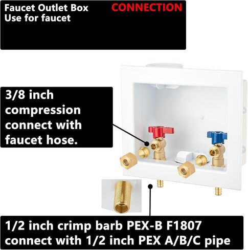 Faucet Outlet Box Crimp PEX-B, Inlet 1/2 inch PEX-B F1807 Crimp Barb x Outlet 3/8 inch Compression LI-SLTH-520 in Saudi Arabia