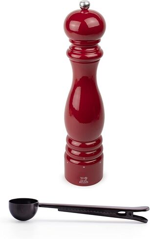 Peugeot Paris u'Select 12-inch Pepper Mill Gift Set, Passion Red - With Stainless Steel Spice Scoop/Bag Clip (Pepper Mill w/Scoop) in Saudi Arabia