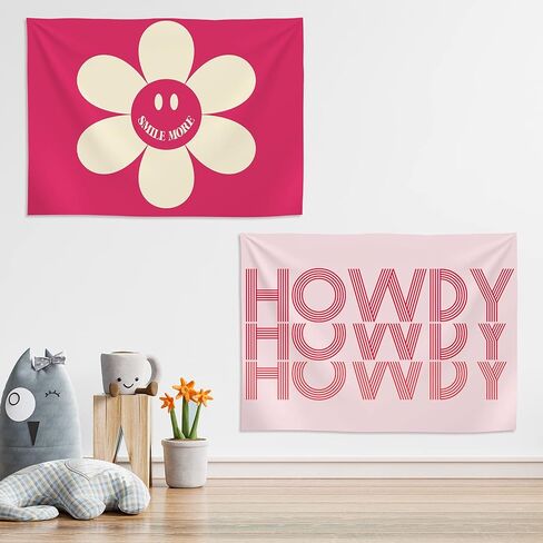 Unittype 2 جهاز كمبيوتر شخصى ابتسامة الوجه وهودي نسيج الوردي الساخن Preppy الجمالية نسيج 60 × 40 بوصة غرفة الجدار شنقا نسيج للفتيات غرفة نوم الشباب كلية النوم ديكورات الحفلات in Kuwait