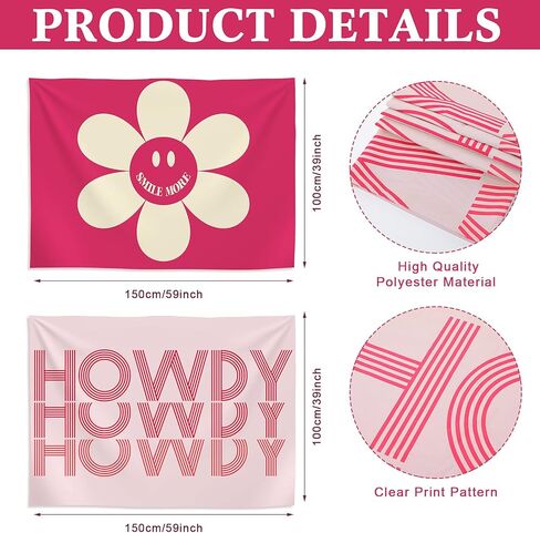 Unittype 2 جهاز كمبيوتر شخصى ابتسامة الوجه وهودي نسيج الوردي الساخن Preppy الجمالية نسيج 60 × 40 بوصة غرفة الجدار شنقا نسيج للفتيات غرفة نوم الشباب كلية النوم ديكورات الحفلات in Kuwait