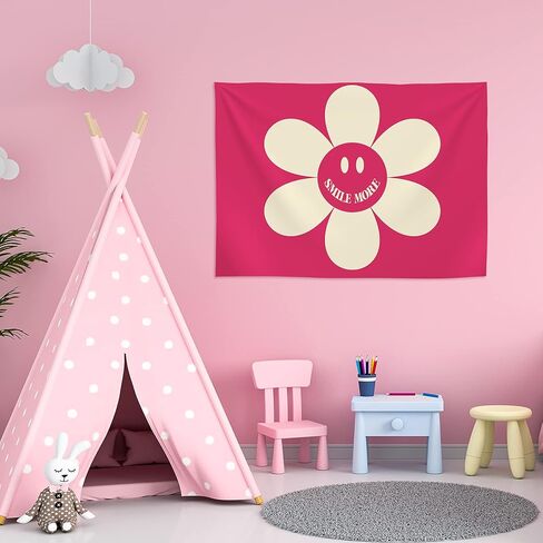 Unittype 2 جهاز كمبيوتر شخصى ابتسامة الوجه وهودي نسيج الوردي الساخن Preppy الجمالية نسيج 60 × 40 بوصة غرفة الجدار شنقا نسيج للفتيات غرفة نوم الشباب كلية النوم ديكورات الحفلات in Kuwait