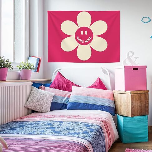Unittype 2 جهاز كمبيوتر شخصى ابتسامة الوجه وهودي نسيج الوردي الساخن Preppy الجمالية نسيج 60 × 40 بوصة غرفة الجدار شنقا نسيج للفتيات غرفة نوم الشباب كلية النوم ديكورات الحفلات in Kuwait
